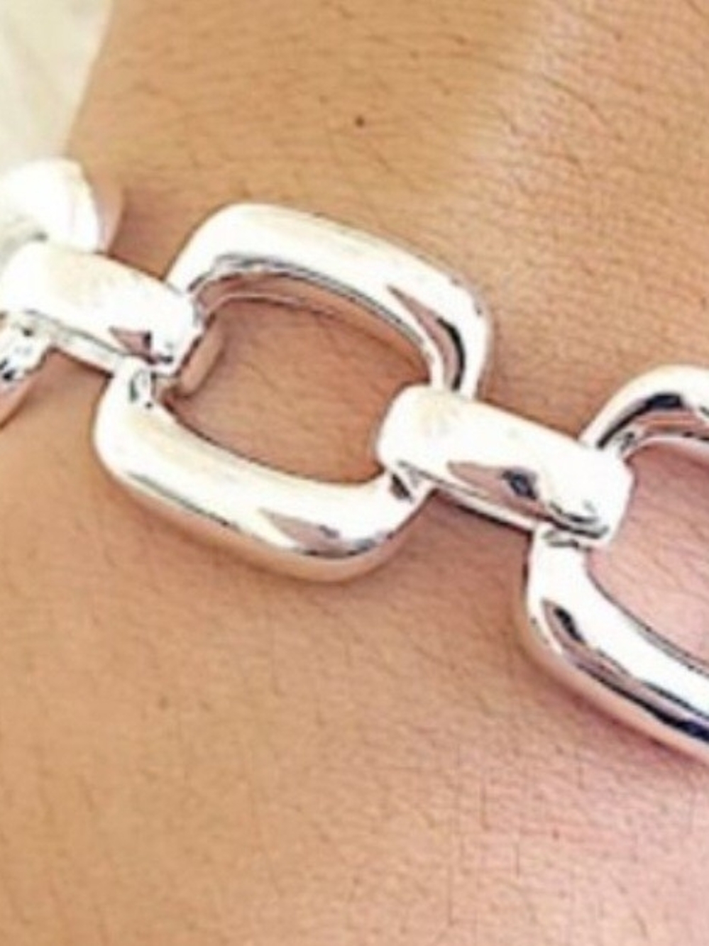 Polished Silver Link Bracelet for Women - Contemporary Chain